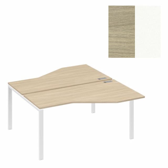 Рабочая станция Юнитекс А4 со столами (2х160) "Техно" на каркасе UNO А4 Б1 188 ДК (160x184x75) дуб скандинавский/металлокаркас белый