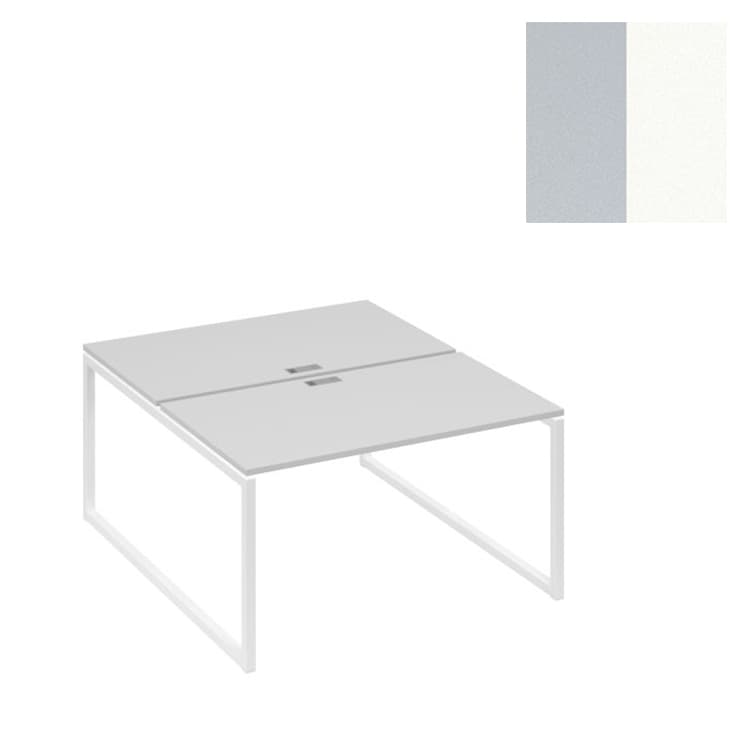 Рабочая станция Юнитекс А4 QUATTRO (2х140) опоры металлокаркас А4 Б4 177 СЕ (140x164x75) серый/металлокаркас белый