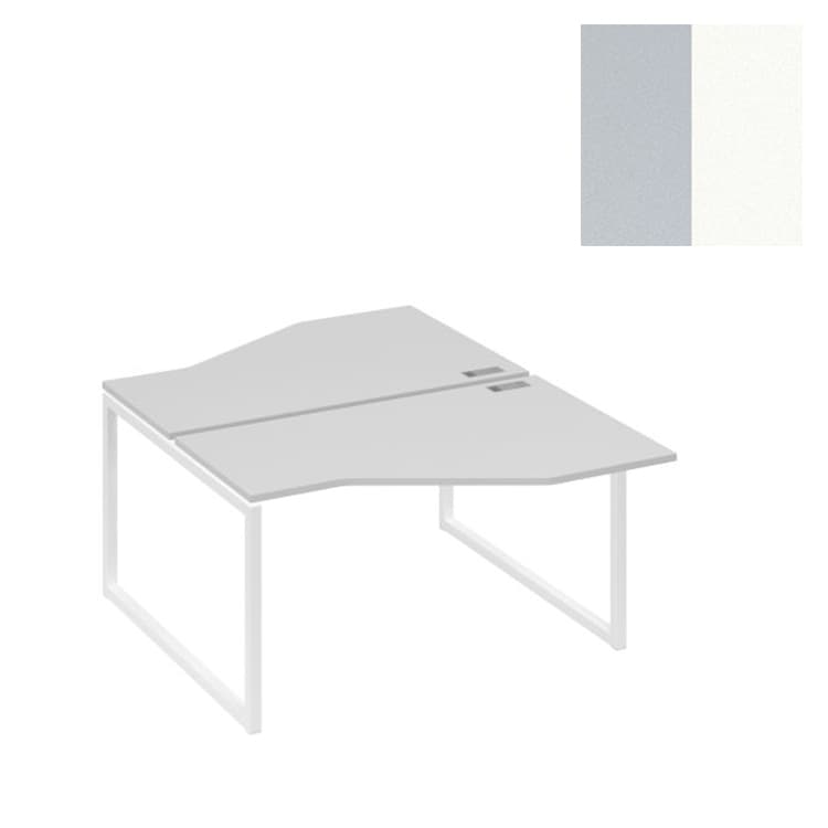 Рабочая станция Юнитекс А4 со столами (2х140) Техно на каркасе QUATTRO А4 Б4 187 СЕ (140x184x75) серый/металлокаркас белый