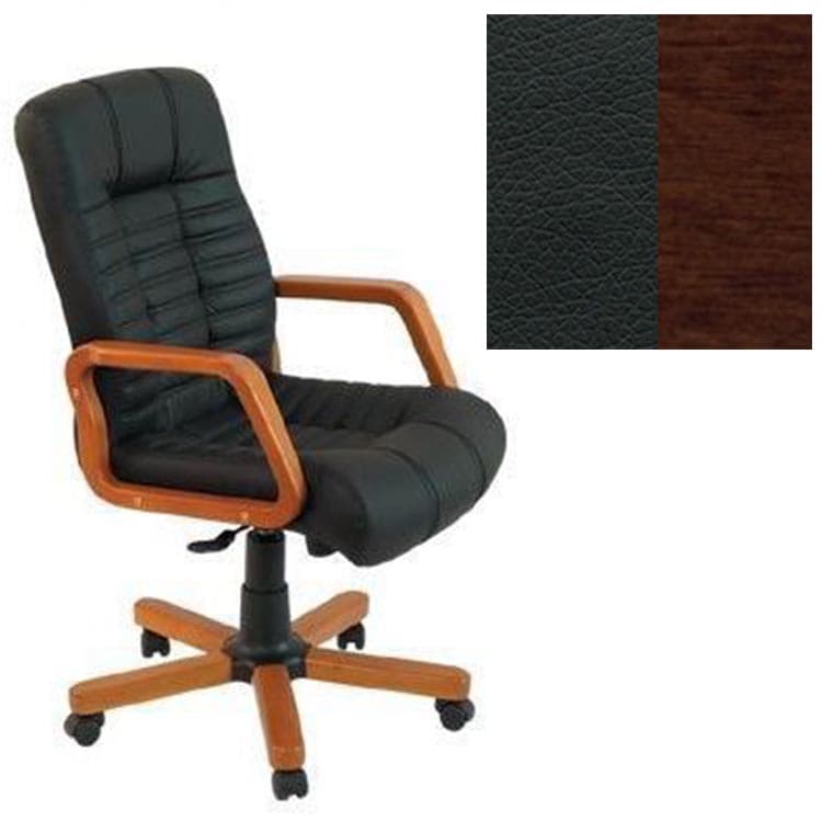 Кресло Юнитекс Атлант HW экокожа премиум черная CN1114/дерево-орех гамильтон