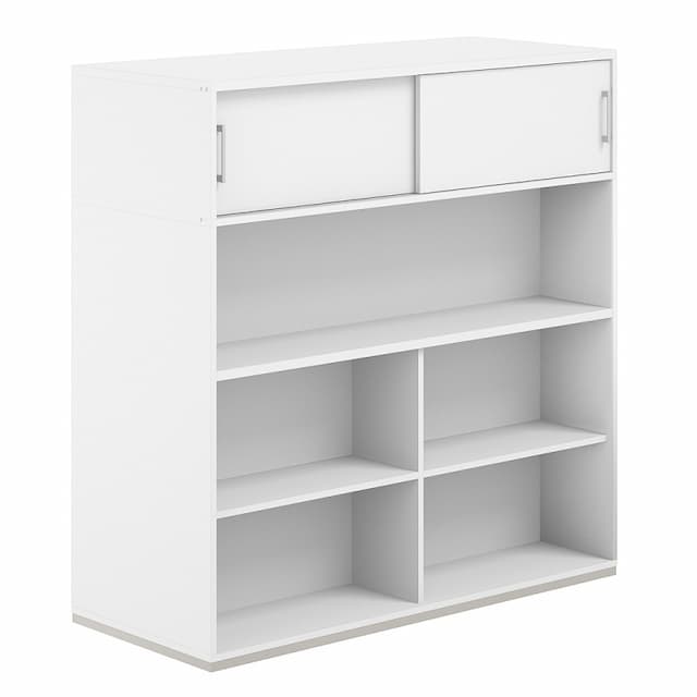 Стеллаж-комбо 1438 двухсторонний Norden Allegro AG.255.110.675.WH с антресолью и с экраном ЛДСП