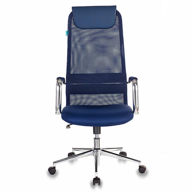 Кресло руководителя Бюрократ KB-9N синий TW-05N TW-10N сетка/ткань с подголов. крестов. металл хром