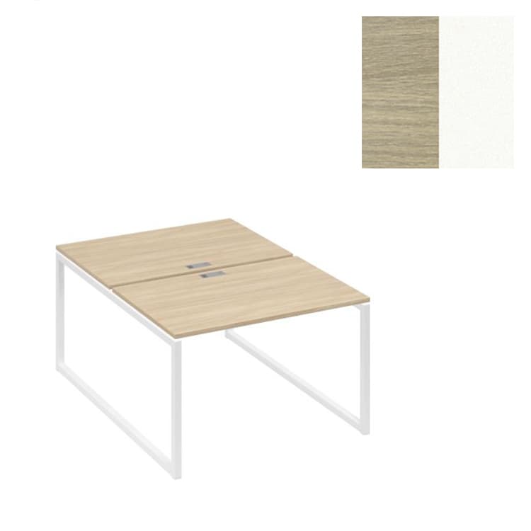 Станция офисная Юнитекс А4 (2х120) на металлокаркасе QUATTRO А4 Б4 176 ДК (120x164x75) дуб скандинавский/металлокаркас белый