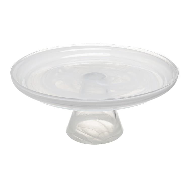 Блюдо для торта на ножке ARDACAM Leona ARD 1474F(2472).2.2 d 21 см h 9,5 см (стекло, цвет / декор белый)