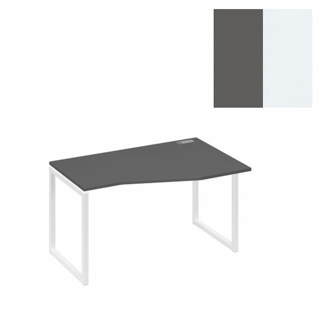 Стол эргономичный правый Юнитекс А4 "Техно" на металлокаркасе QUATTRO А4 Б4 064 АР (140x90x75) антрацит премиум/металлокаркас белый