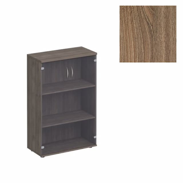 Шкаф для документов с прозрачным стеклом Юнитекс Комфорт К.366 ШТ (80x38x123) дуб шамони темный