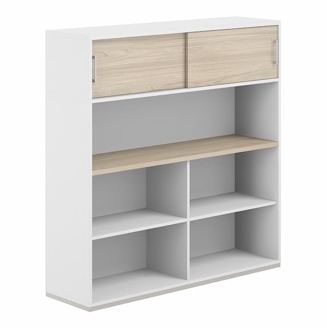 Стеллаж-комбо 1438 односторонний Norden Allegro AG.252.220.672.WH с антресолью и экраном ЛДСП