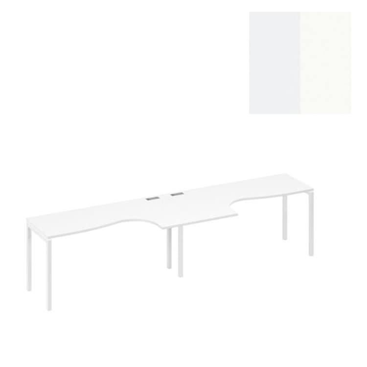 Рабочая станция столы Классика на каркасе Юнитекс А4 DUE (2х160) А4 Б2 035-2 БП (320x90x75) белый премиум/металлокаркас белый