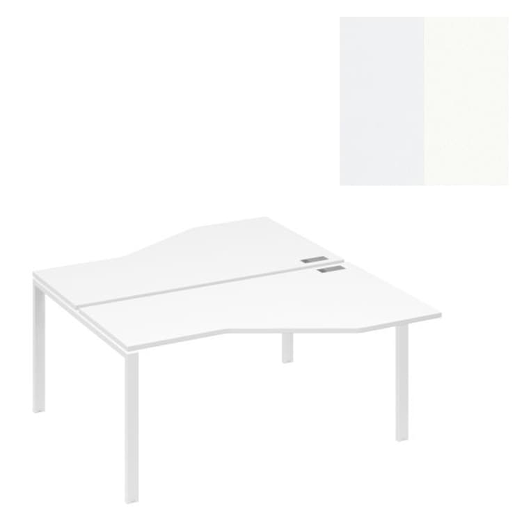 Рабочая станция со столами (2х160) Техно на каркасе Юнитекс А4 UNO А4 Б1 188 БП (160x184x75) белый премиум/металлокаркас белый