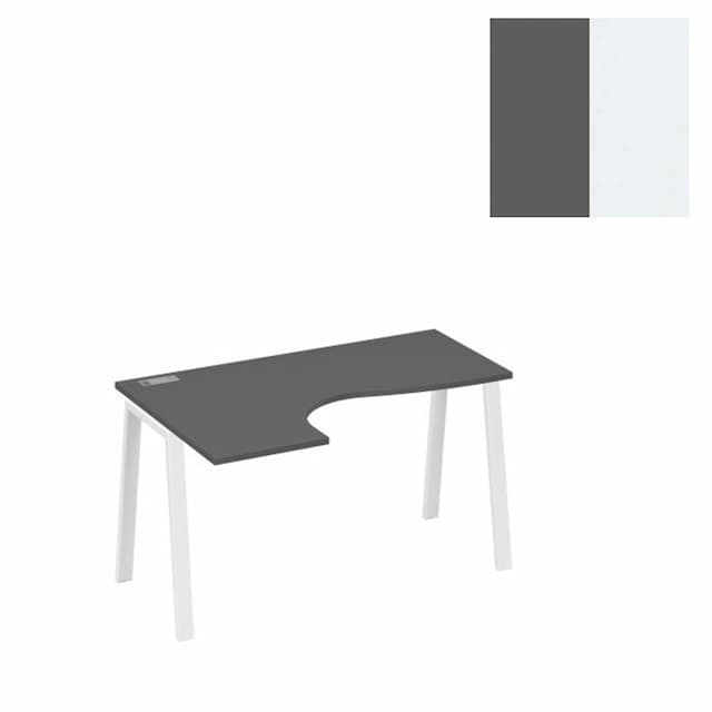 Стол эргономичный левый Юнитекс А4 "Классика" на металлокаркасе TRE А4 Б3 033 АР (140x90x75) антрацит премиум/металлокаркас белый