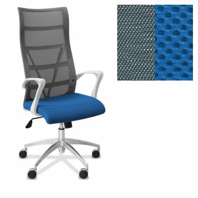 Офисное кресло Юнитекс Топ X белый каркас сетка/ткань TW серая/синяя
